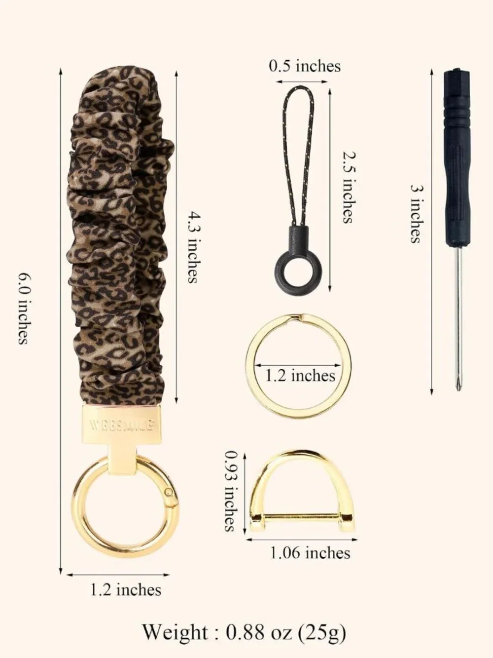 Stylish Scrunchie Keychain Wristlet for Car Keys - D Ring Accessory, Cute